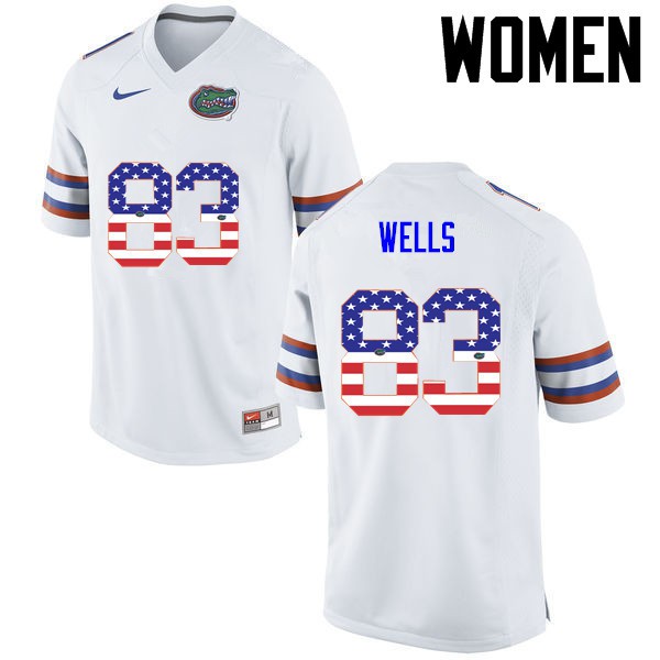 Florida Gators Women #83 Rick Wells College Football USA Flag Fashion White
